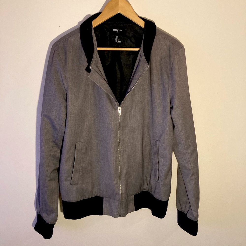 Men’s Gray Forever 21 Zip-up Jacket - Picture 2 of 8